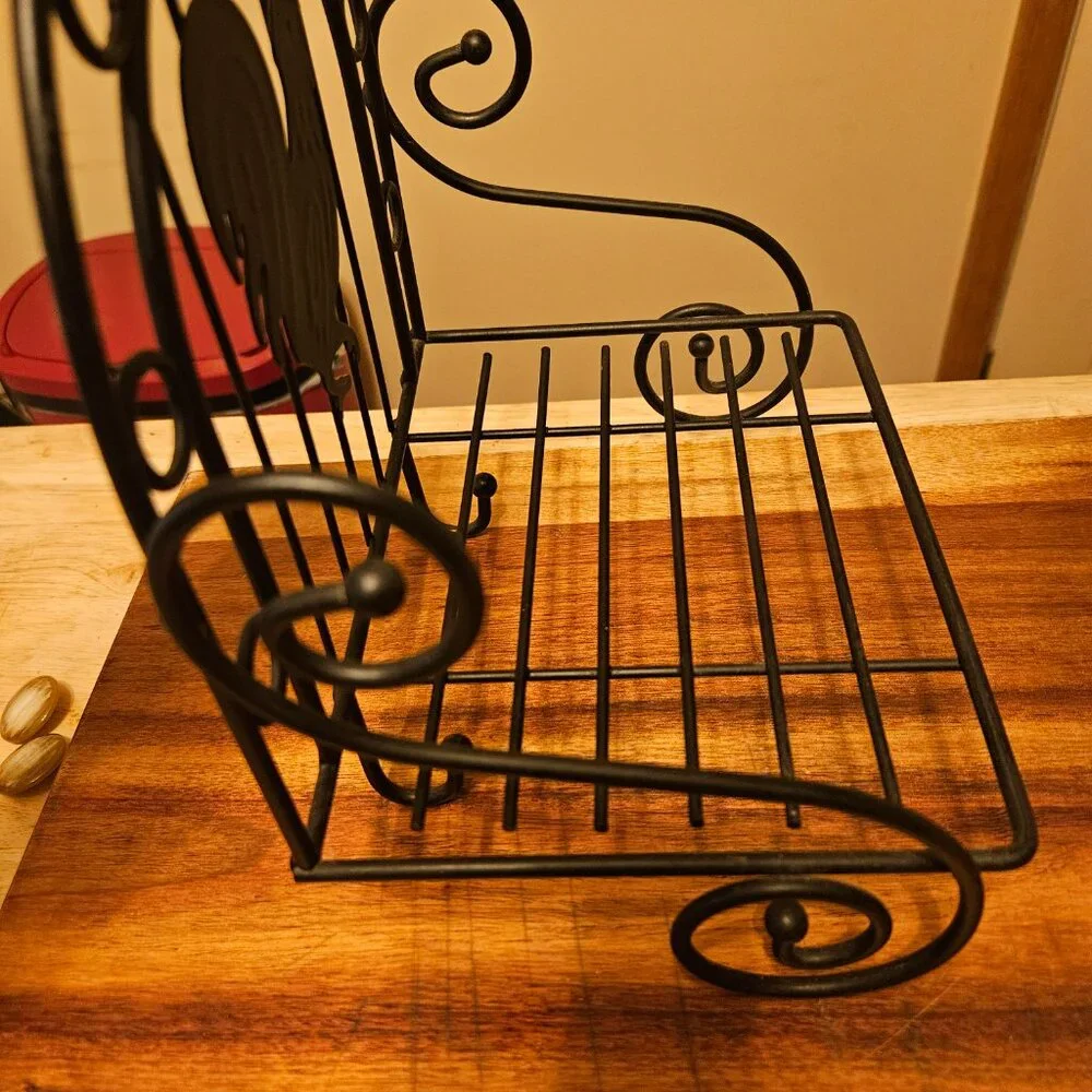 wrought iron rooster wall hanging shelf with 2 hooks